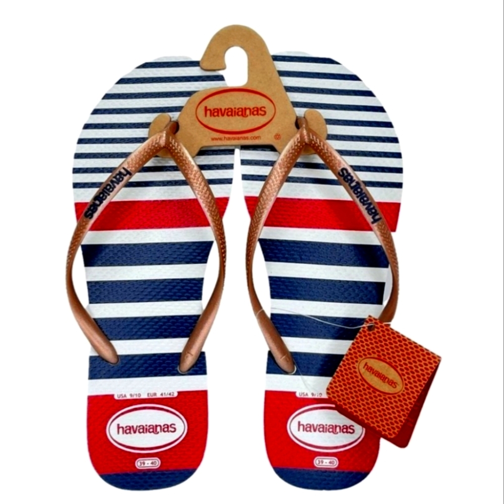 NWT Girl's Havaianas Nautical Flip-flops